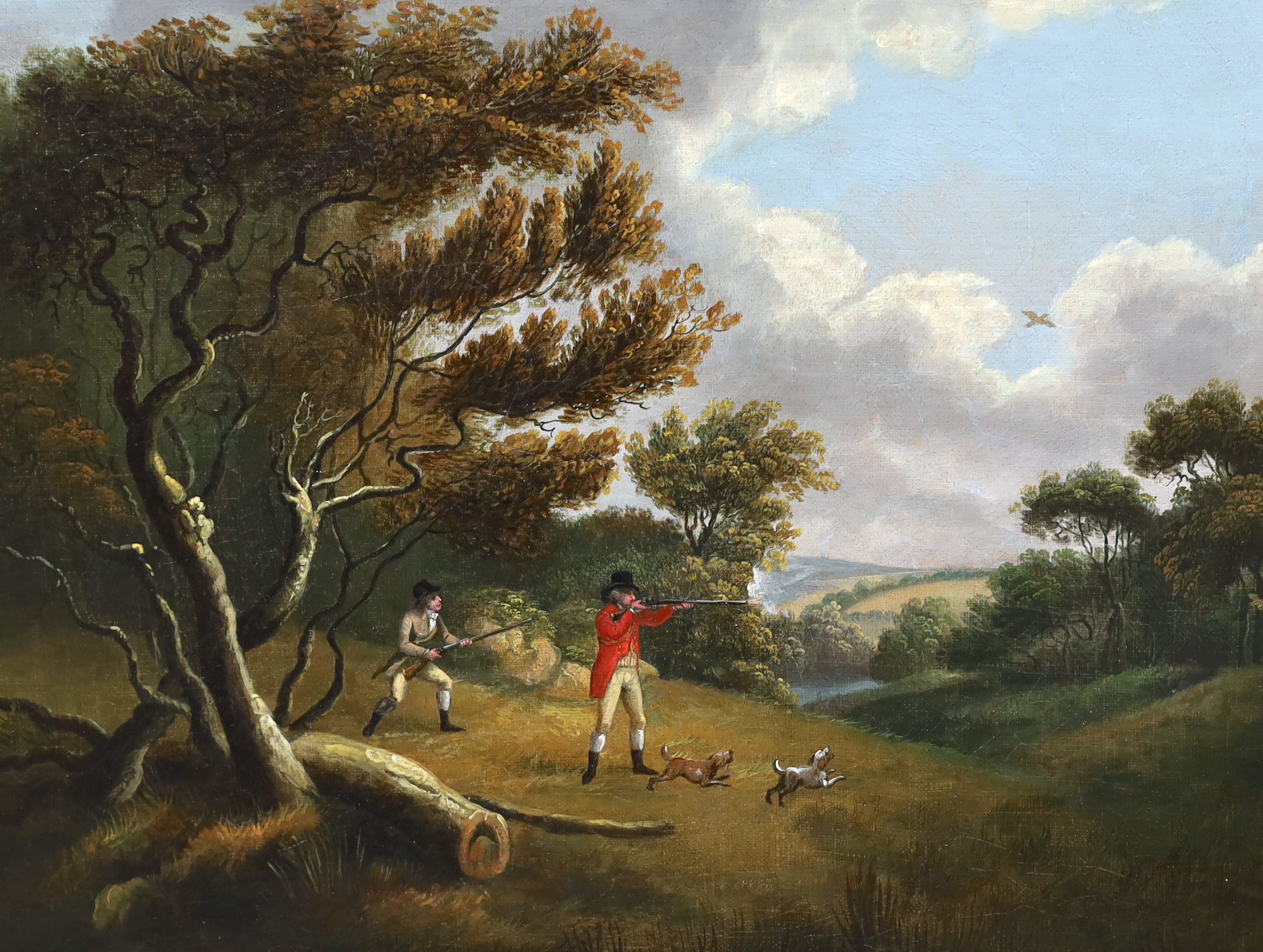 Samuel Howitt (English, 1756-1822), Shooting scenes, oils on canvas, a pair, 35 x 44cm